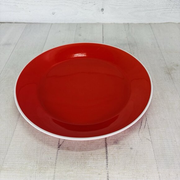 Room Essentials ANGLED RIM ORANGE FLAME White Trim Stoneware Dinner Plates Set 3 - Picture 2 of 16